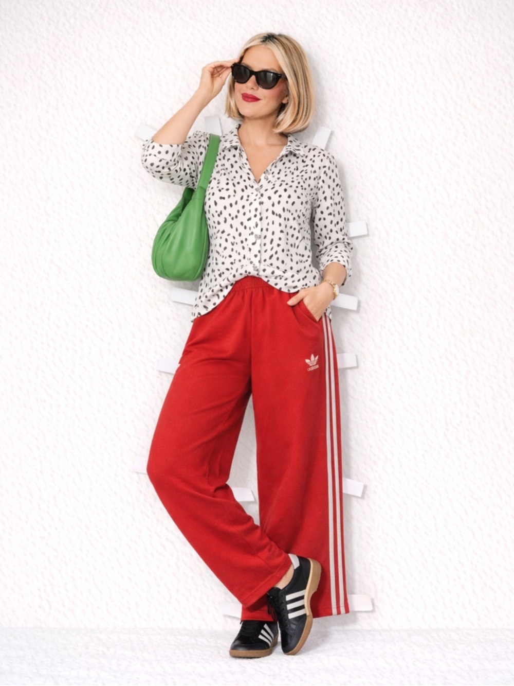 Dalmatian print vintage inspired blouse, button up, dressy, casual, EcoWish L